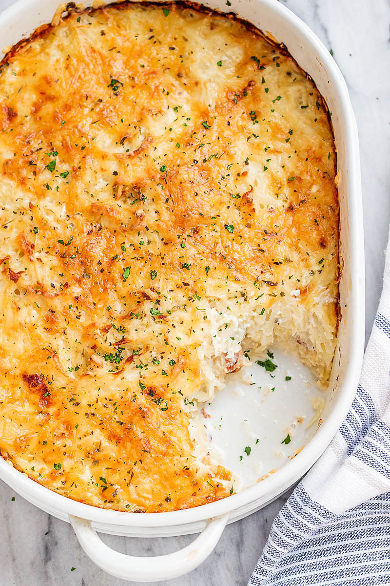 Loaded Potato Casserole with Bacon and Cream Cheese - A blend of flavors that makes the perfect side for any occasion or a complete meal on its own.