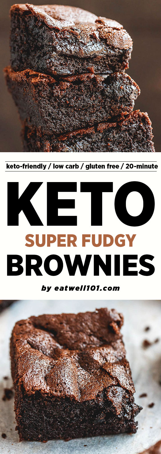 Low-Carb Keto Brownies Recipe -  #eatwell101,#recipe fudgy, and super easy to make, these low carb flourless brownies literally melt in your mouth. #Lowcarb, #keto, #brownies #ketobrownies Low-carbbrownies