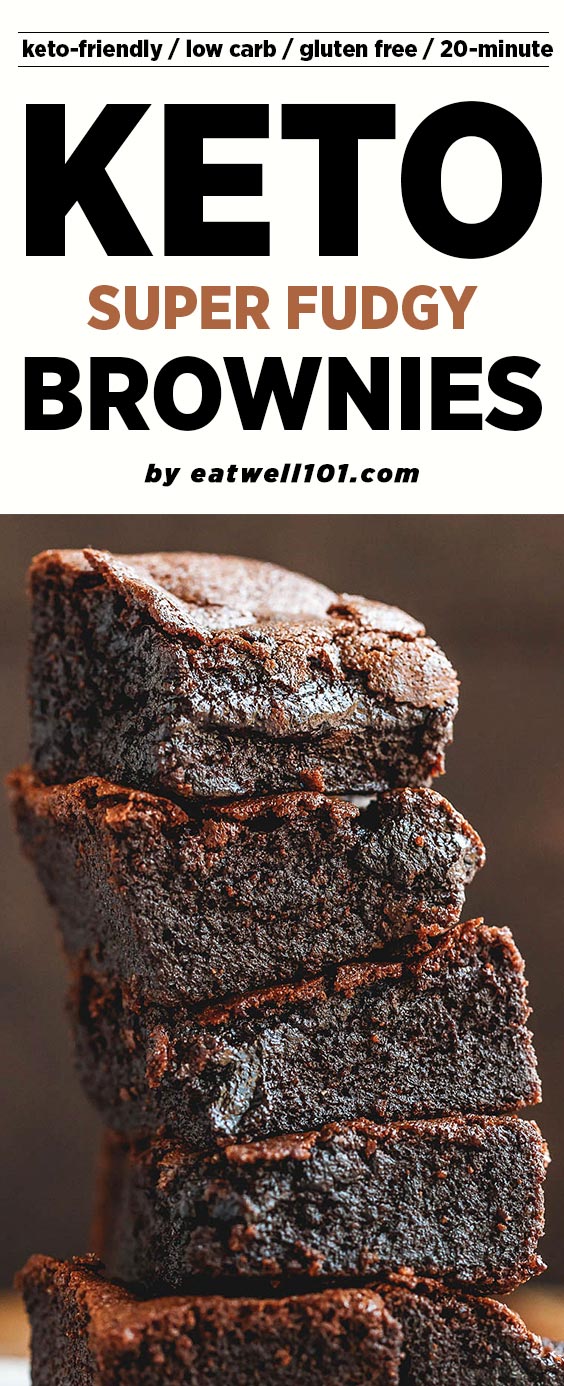 Low-Carb Keto Brownies Recipe -  #eatwell101,#recipe fudgy, and super easy to make, these low carb flourless brownies literally melt in your mouth. #Lowcarb, #keto, #brownies #ketobrownies Low-carbbrownies