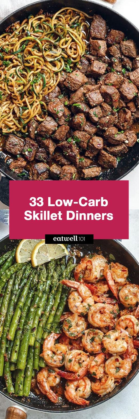 Low-Carb Skillet Dinner Recipes - These low-carb skillet dinners recipes are filling, quick, and so easy!