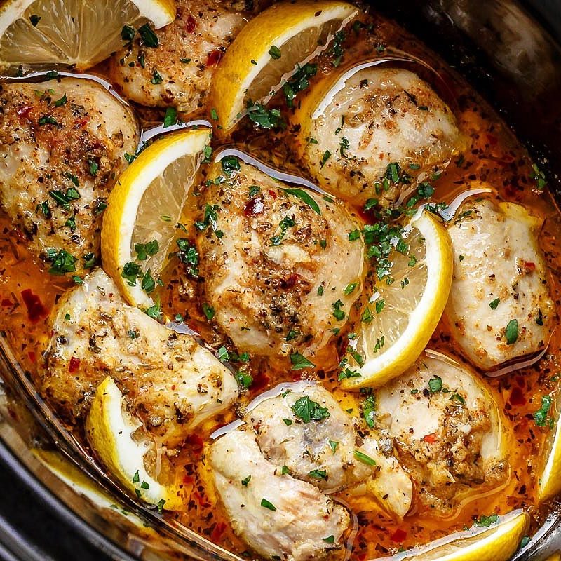 Crock Pot Chicken thighs with Lemon Garlic Butter – Crockpot Chicken ...