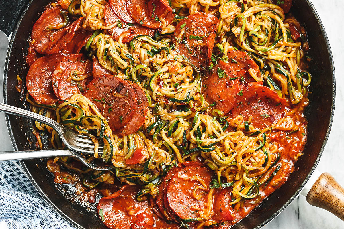 One Pot Pizza Zucchini Noodles