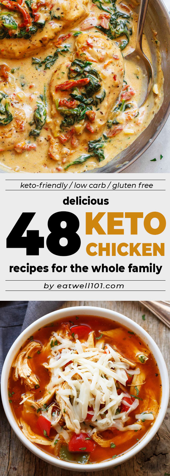 80+ Easy and Delicious Keto Chicken Recipes - #eatwell101 #recipes #chicken #keto #lowcarb - These super easy and delicious keto chicken dinner recipes are bursting with savory flavor!