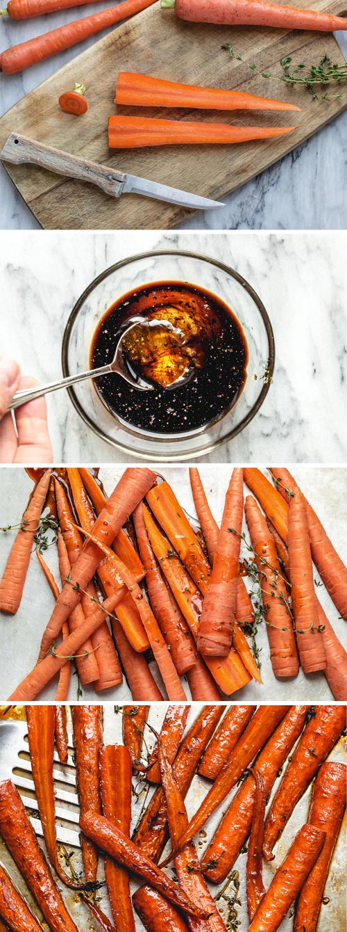 Honey Balsamic Roasted Carrots - #sidedish #eatwell101 #recipe - These roasted carrots are the perfect side dish for your Sunday roast or an easy side for a holiday table. 
