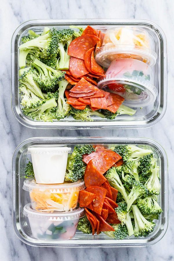 Broccoli Meal Prep Salad {Low-Carb / Keto} - #recipe by #eatwell101 - https://www.eatwell101.com/broccoli-meal-prep-salad-recipe