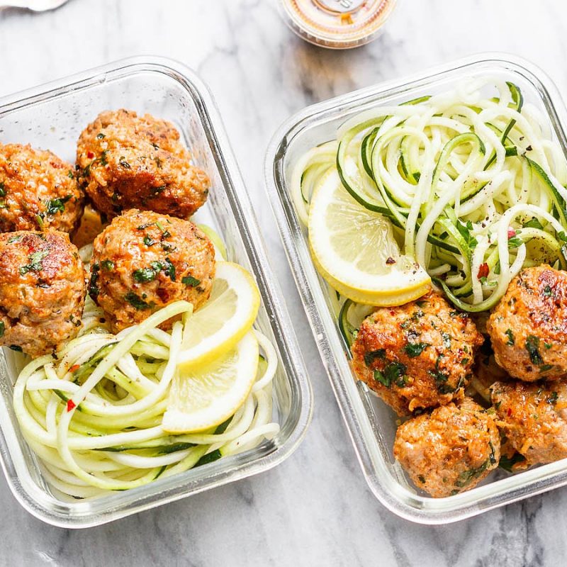 Meal Prep Garlic Butter Chicken Meatballs Recipe with Zucchini Noodles —  Eatwell101