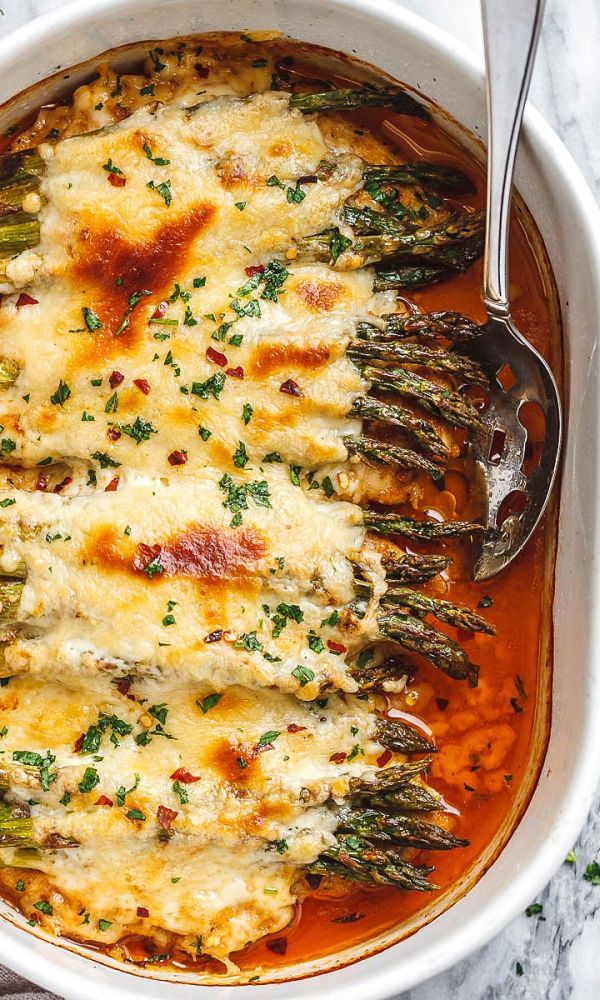 Chicken Casserole with Asparagus and Mozzarella