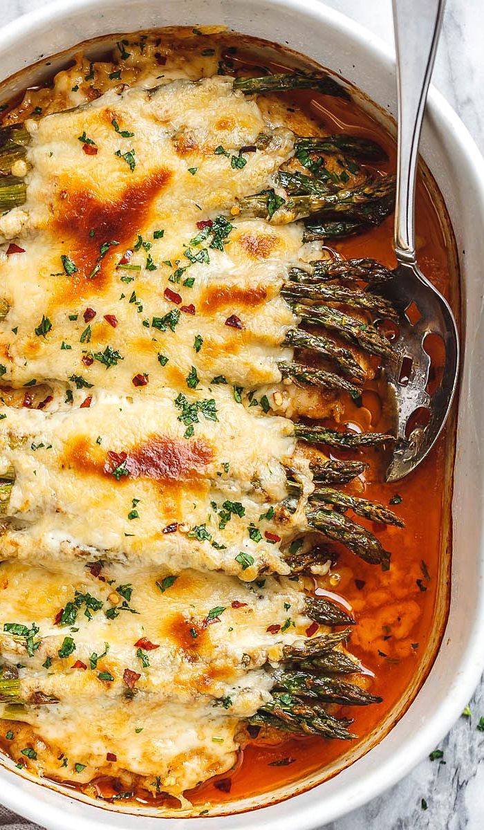 Chicken Casserole with Asparagus and Mozzarella