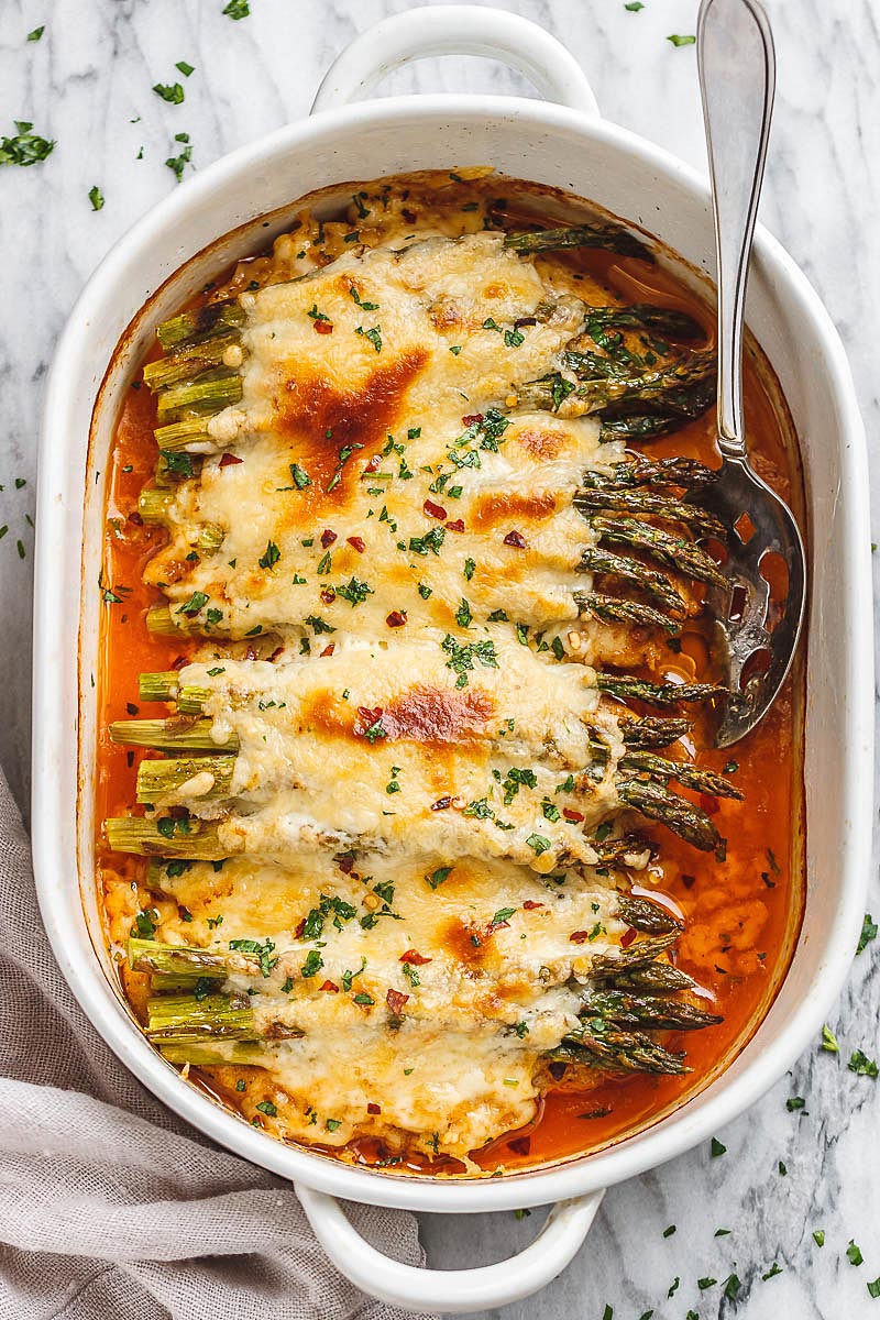 Chicken Casserole Recipe with Asparagus and Mozzarella – Healthy