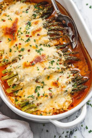 Chicken Casserole with Asparagus and Mozzarella