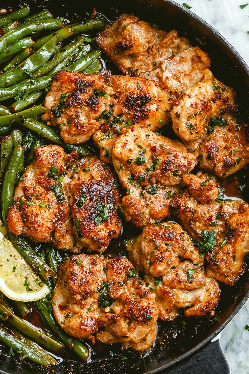 Lemon Garlic Butter Chicken and Green Beans Skillet