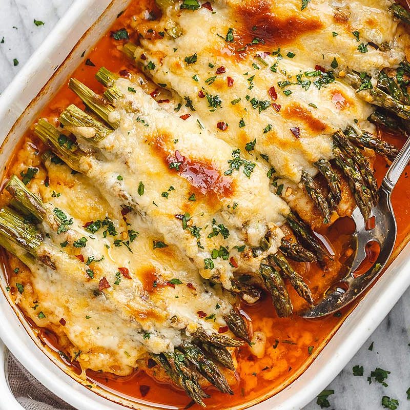Chicken Casserole Recipe with Asparagus and Mozzarella – Healthy
