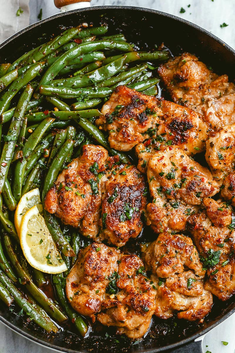 Lemon Garlic Butter Chicken Thighs Recipe with Green Beans – Best