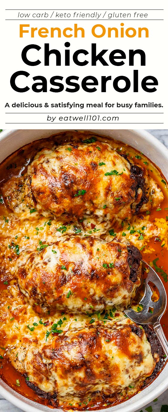 French Onion Chicken Casserole - #chicken #recipe #eatwell101 - This chicken casserole makes a delicious and satisfying everyday meal for busy families. #keto #lowcarb