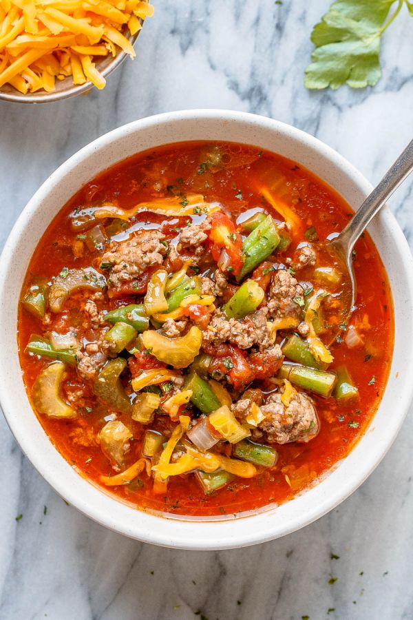 Hamburger Beef Soup - #recipe by #eatwell101 - https://www.eatwell101.com/hamburger-beef-soup-recipe