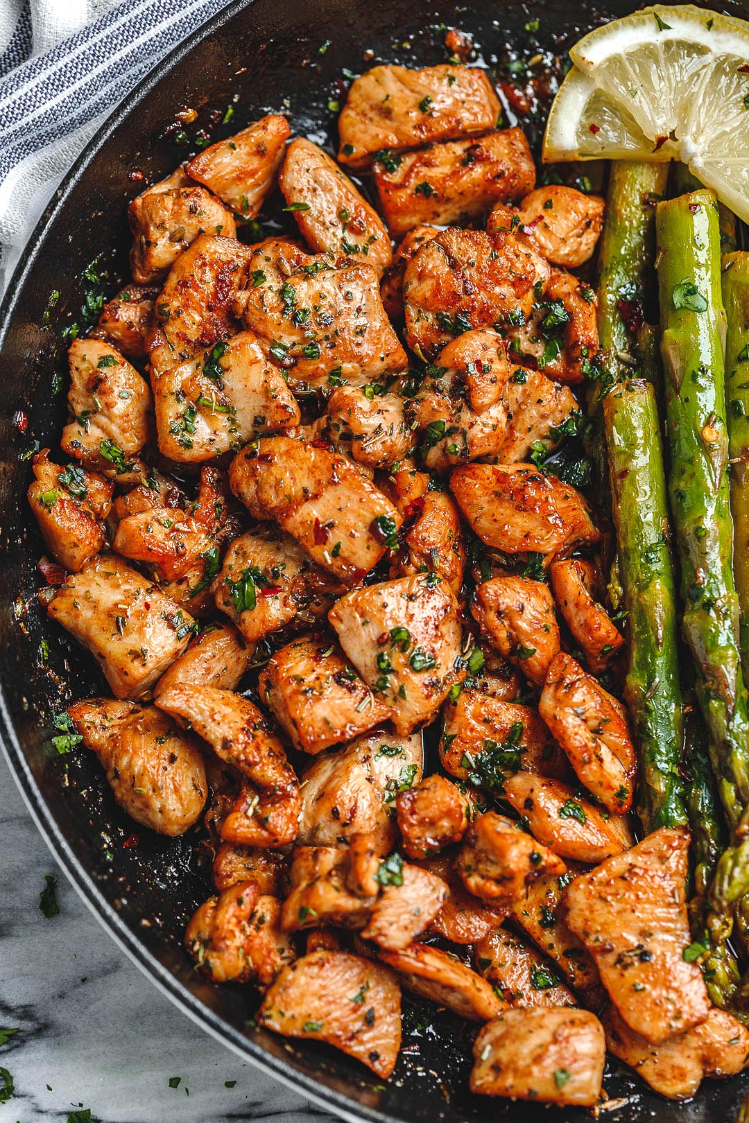 Garlic Butter Chicken Bites and Asparagus Recipe – Best Chicken Recipe ...