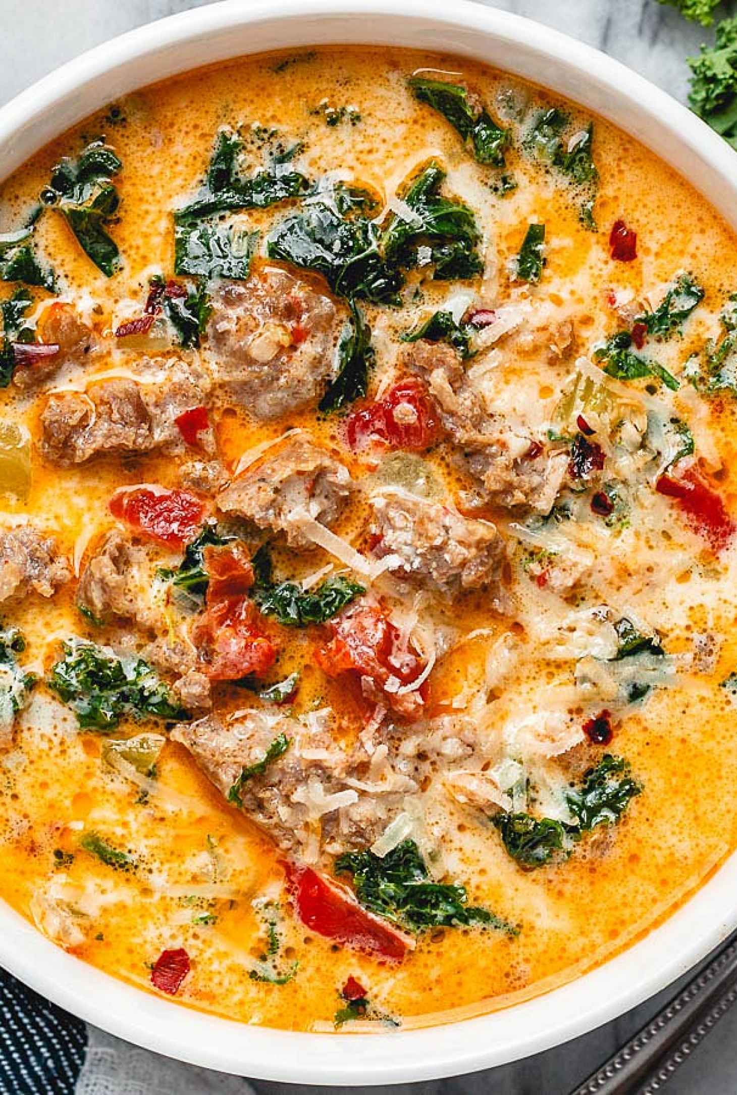 Instant Pot Keto Tuscan Soup - #recipe by #eatwell101 - https://www.eatwell101.com/instant-pot-keto-tuscan-soup-recipe