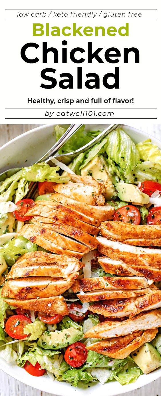 Blackened Chicken and Avocado Salad - #chicken #salad #eatwell101 - Crisp and full of flavor, this easy blackened  chicken salad with avocado is the simplest and healthiest meal you can make!