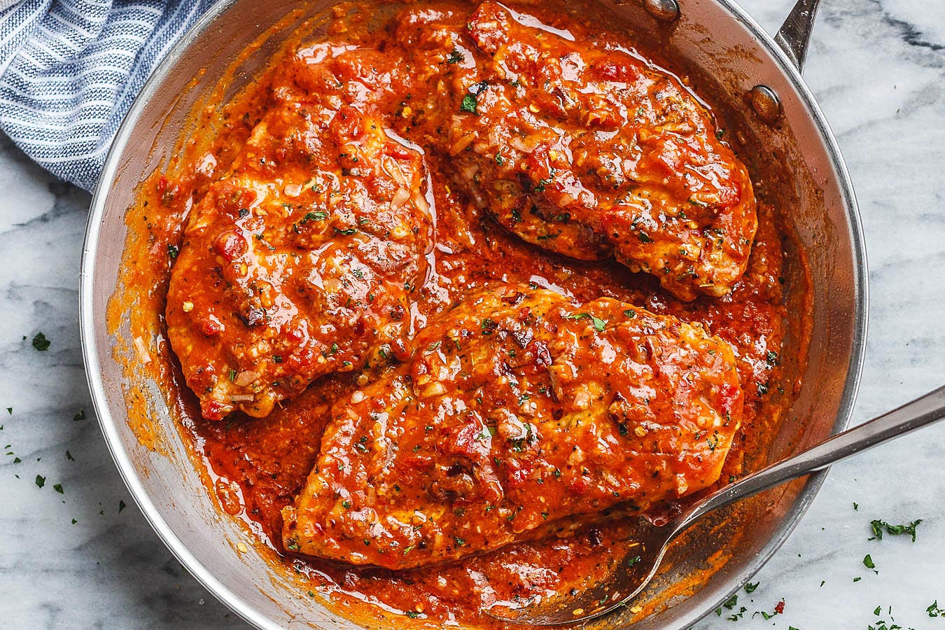 Skillet Chicken in Roasted Pepper Butter Parmesan Sauce – Chicken ...