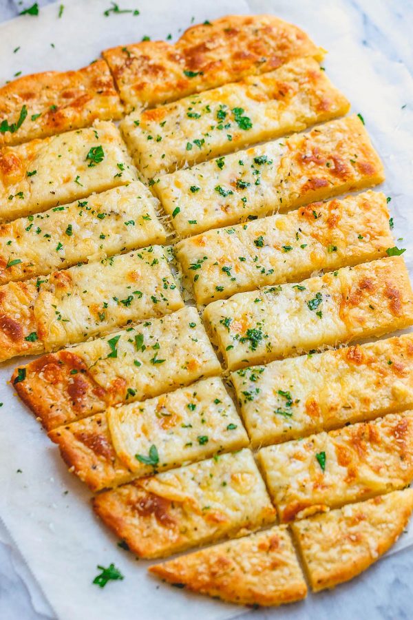 Keto Four-Cheese Breadsticks - #recipe by #eatwell101 - https://www.eatwell101.com/four-cheese-keto-breadsticks-recipe