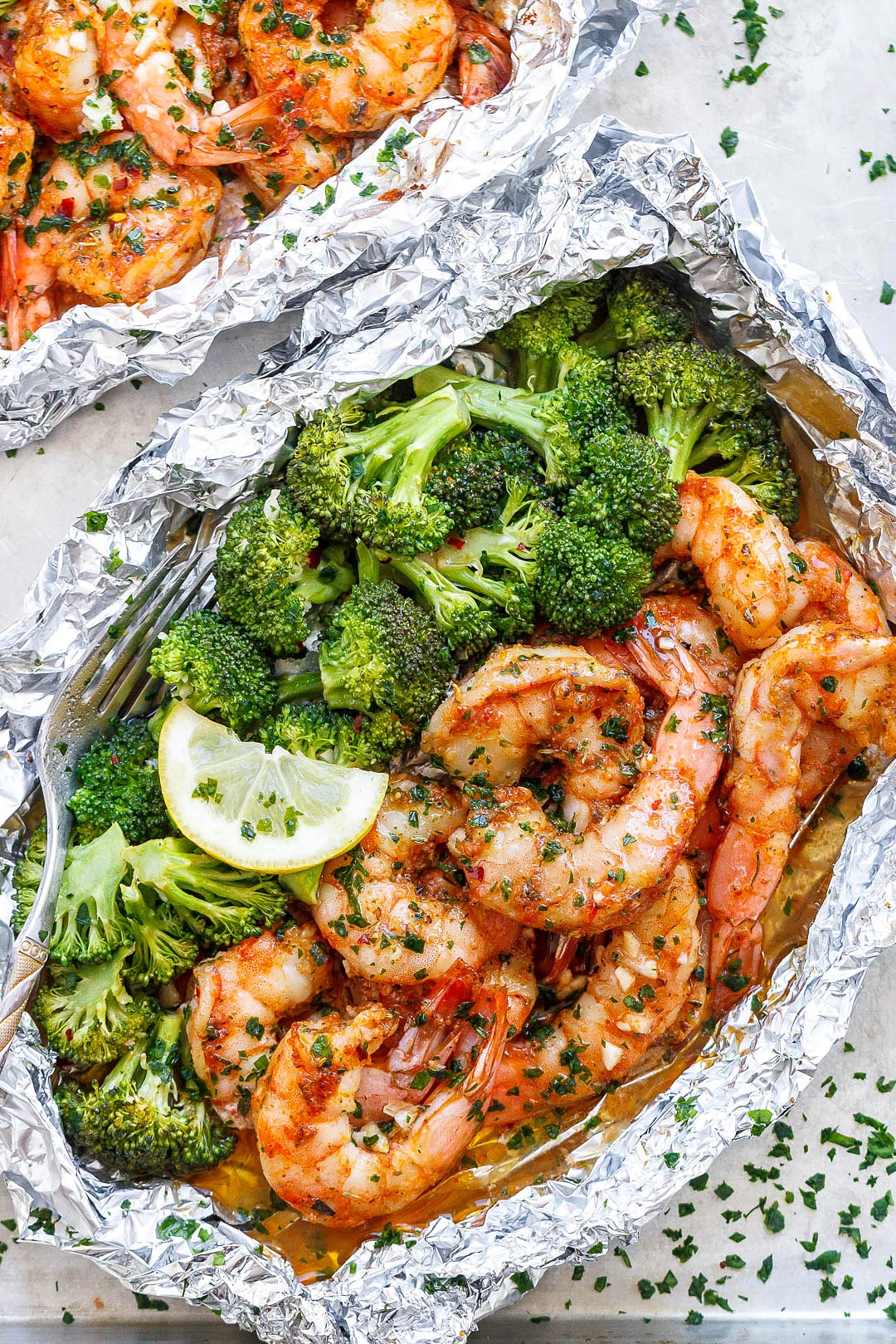 shrimp and broccoli foil packs 2