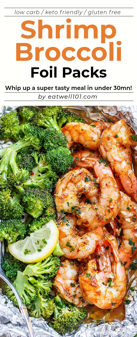Shrimp and Broccoli Foil Packs with Garlic Lemon Butter Sauce - #shrimp #broccoli #lowcarb #eatwell101 #recipe - Whip up a super tasty meal in under 30 minutes!