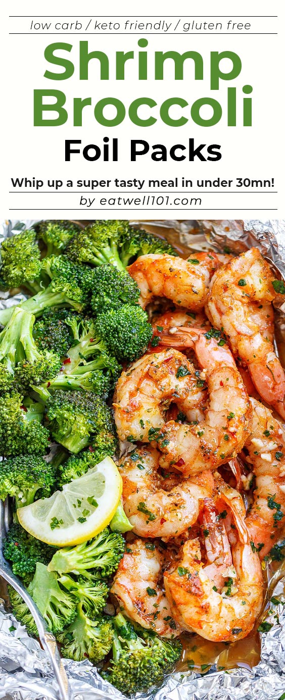 Shrimp and Broccoli Foil Packs with Garlic Lemon Butter Sauce - #shrimp #broccoli #lowcarb #eatwell101 #recipe - Whip up a super tasty meal in under 30 minutes!