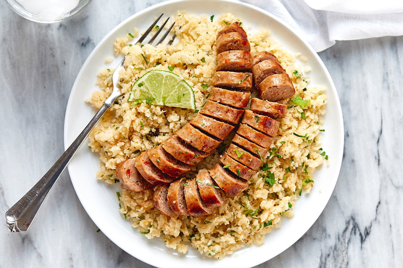 Italian Sausage with Cilantro Lime Cauliflower Rice