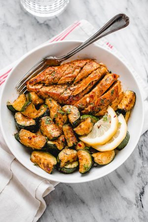 Asado Chicken Breast with Sauteed Lemon Zucchini