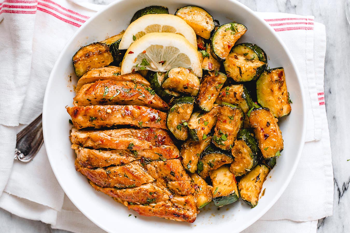 Asado Chicken and Sauteed Lemon Zucchini - #recipe by #eatwell101