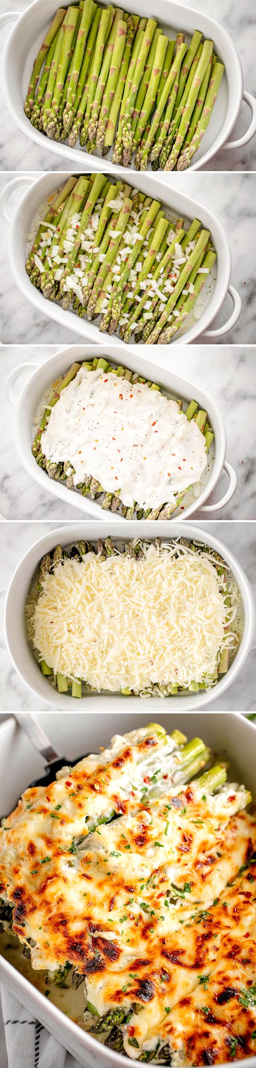 Cheesy Asparagus Casserole - #casserole #gratin #asparagus #eatwell101 #recipe - An easy recipe for a cheesy asparagus casserole - The best side dish to any meal! 