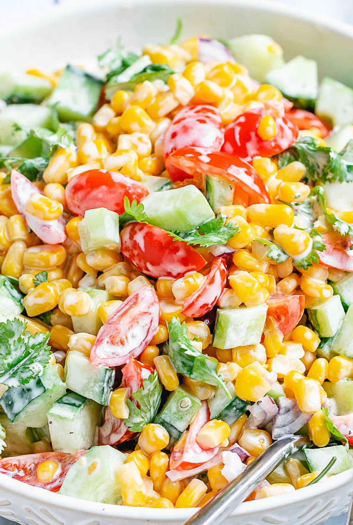 Creamy Corn Salad - #recipe by #eatwell101 - https://www.eatwell101.com/creamy-corn-salad-recipe