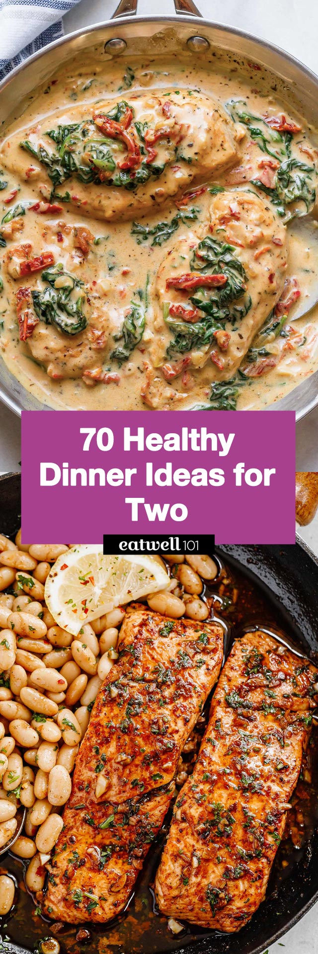 70 Healthy Dinner Ideas for Two - #recipes #dinner #eatwell101 - Cook up a healthy and satisfying dinner without all the extra leftovers. These healthy recipes for two are perfect for the job!