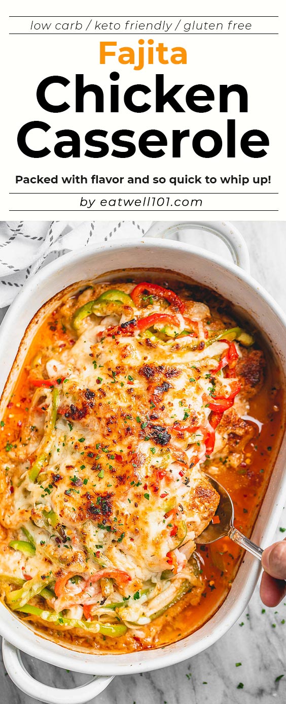 Fajita Chicken Casserole - #chicken #casserole #recipe #eatwell101 - Packed with flavor and so quick to throw together! This chicken fajita casserole is delicious as it is nutritious. 