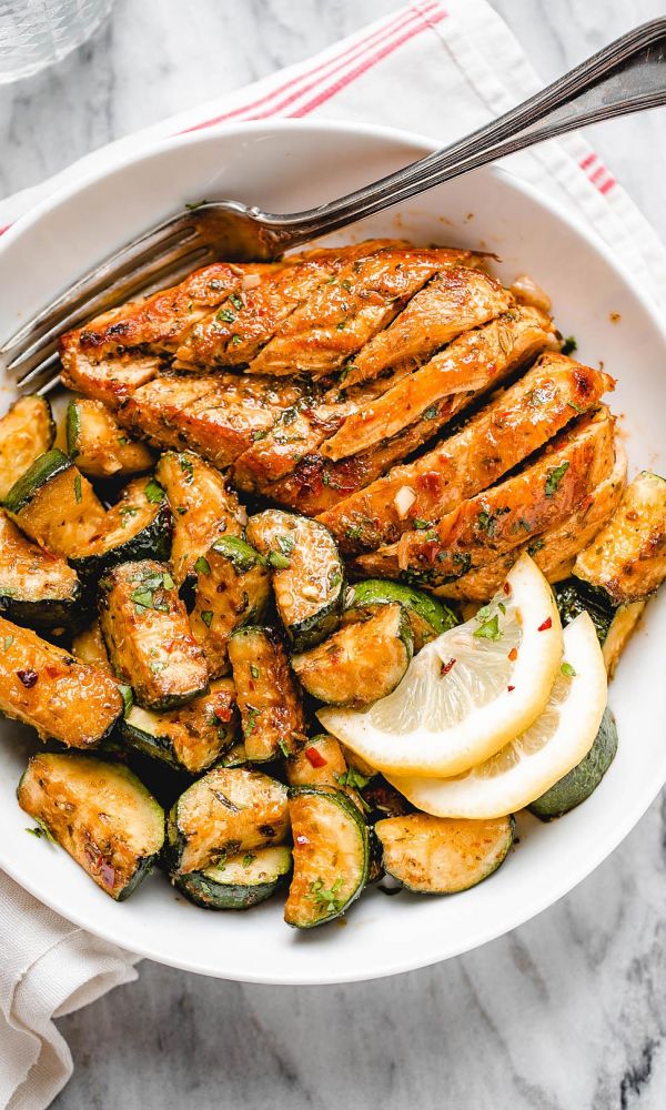Asado Chicken Breast with Sauteed Lemon Zucchini