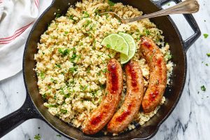 Italian Sausage with Cilantro Lime Cauliflower Rice