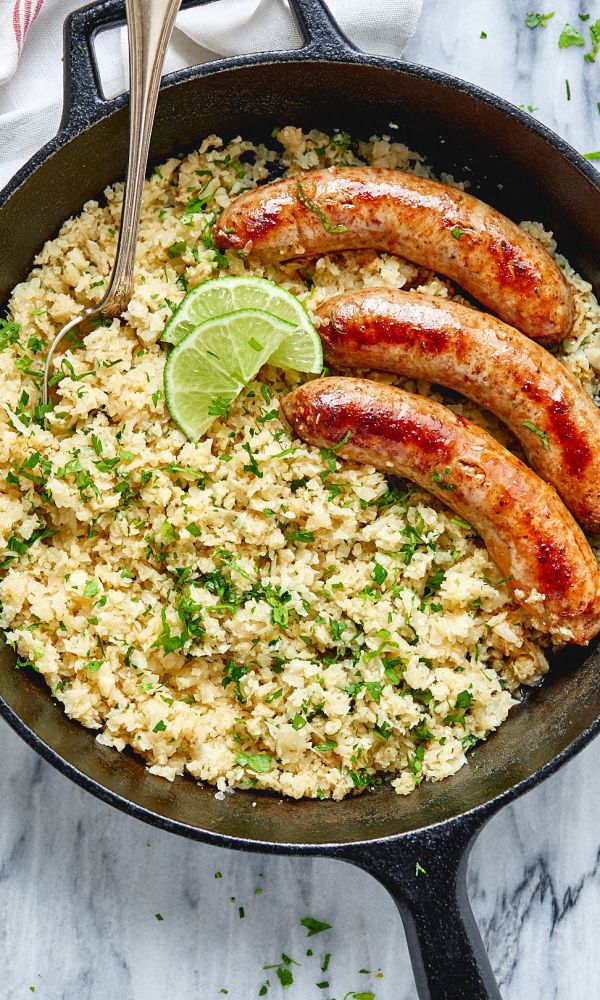 Italian Sausage with Cilantro Lime Cauliflower Rice