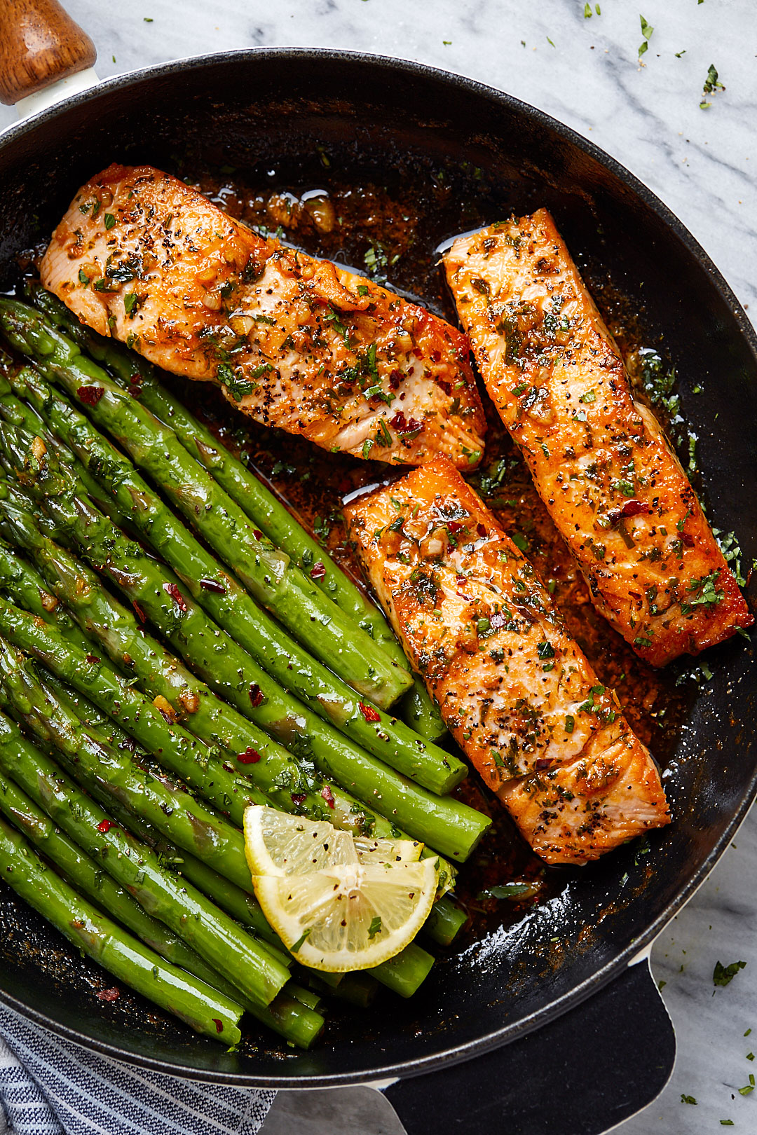 Garlic Butter Salmon Recipe with Lemon Asparagus – Healthy salmon ...