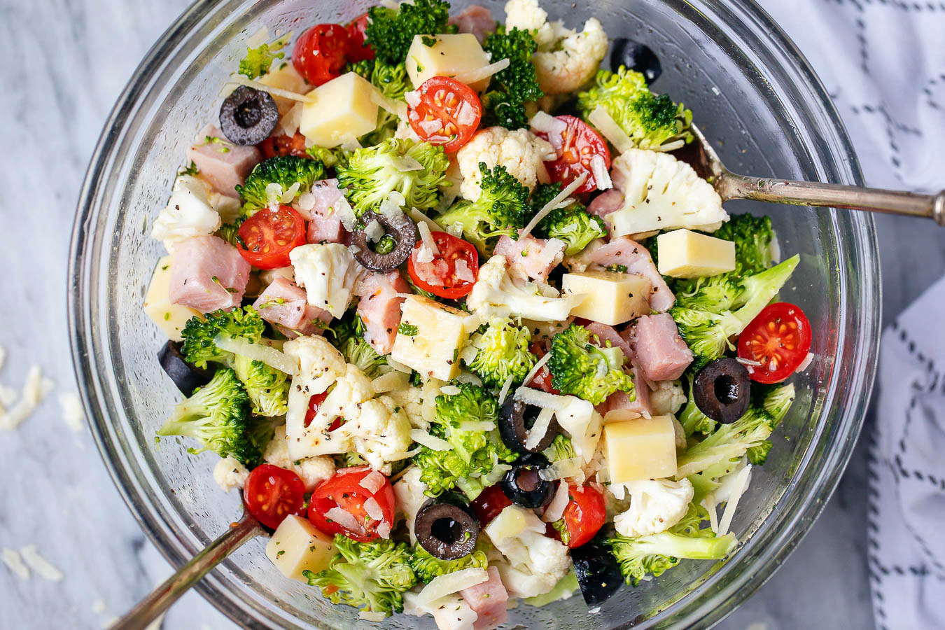 Cauliflower Broccoli Ham Salad {Low Carb / Keto}