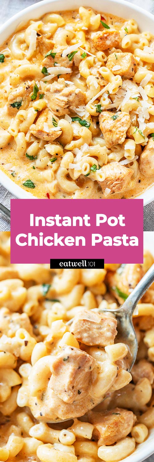 Instant Pot Creamy Garlic Parmesan Chicken Pasta - #chicken #instantpot #eatwell101 #recipe - This Instant Pot chicken pasta is incredibly easy to make, so it’s perfect for weeknight dinners. 