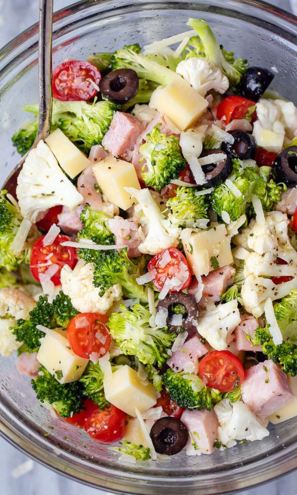 Cauliflower Broccoli Ham Salad {Low Carb / Keto}