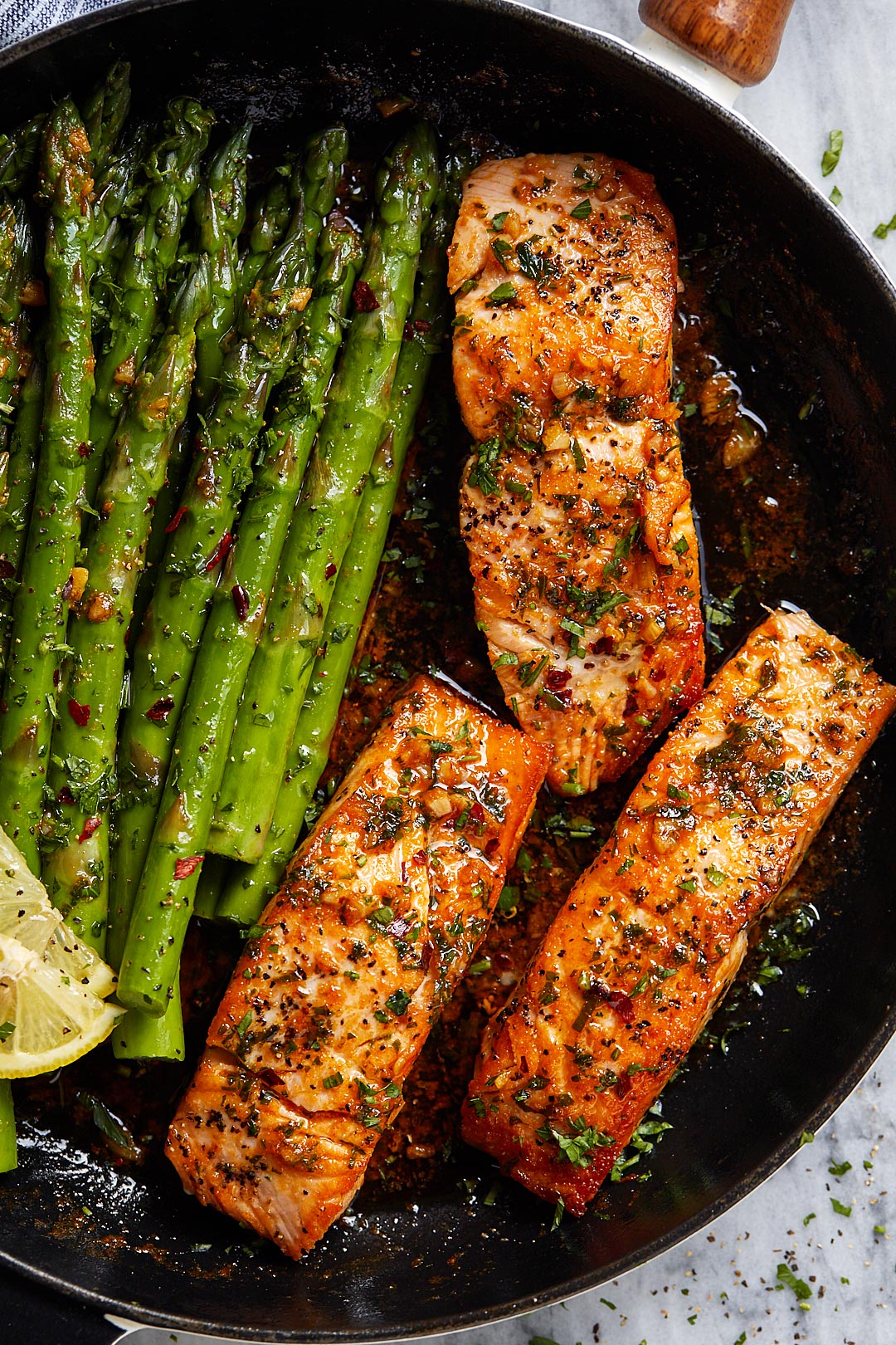 Garlic Butter Salmon Recipe with Lemon Asparagus – Healthy salmon ...