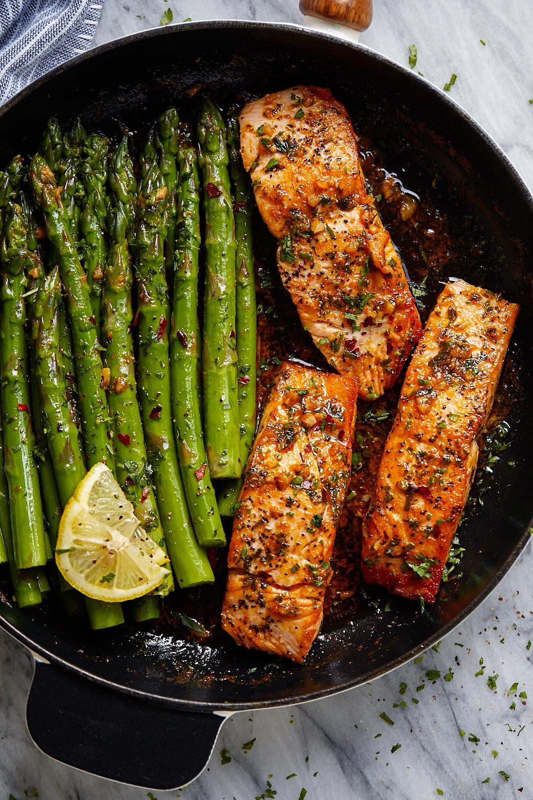 Garlic Butter Salmon Recipe with Lemon Asparagus – Healthy salmon ...