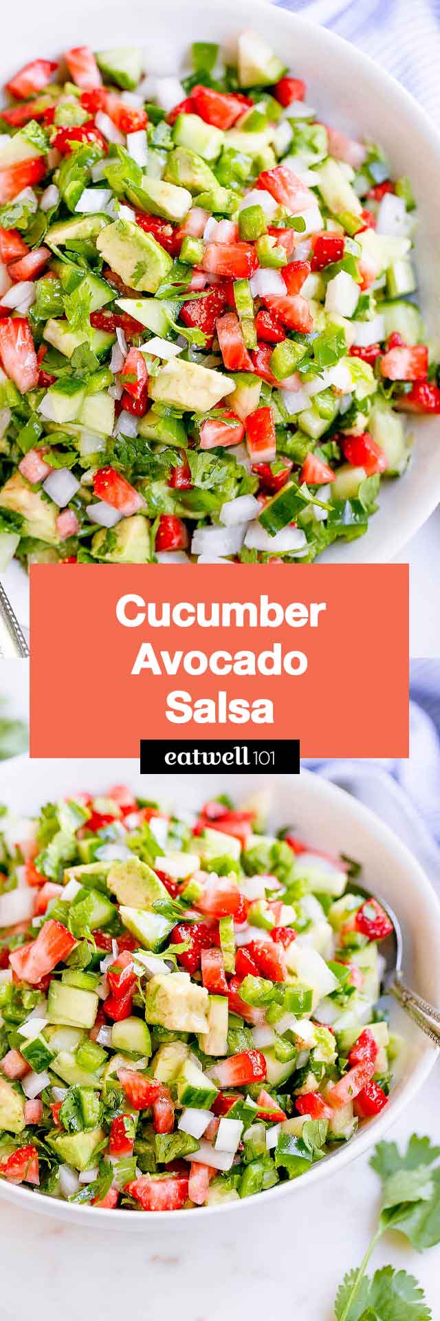 Cucumber Avocado Salsa with Strawberries - #salsa #recipe #eatwell101 - This delicious salsa recipe is perfect for your BBQs, meal preps or protein bowls. Enjoy!