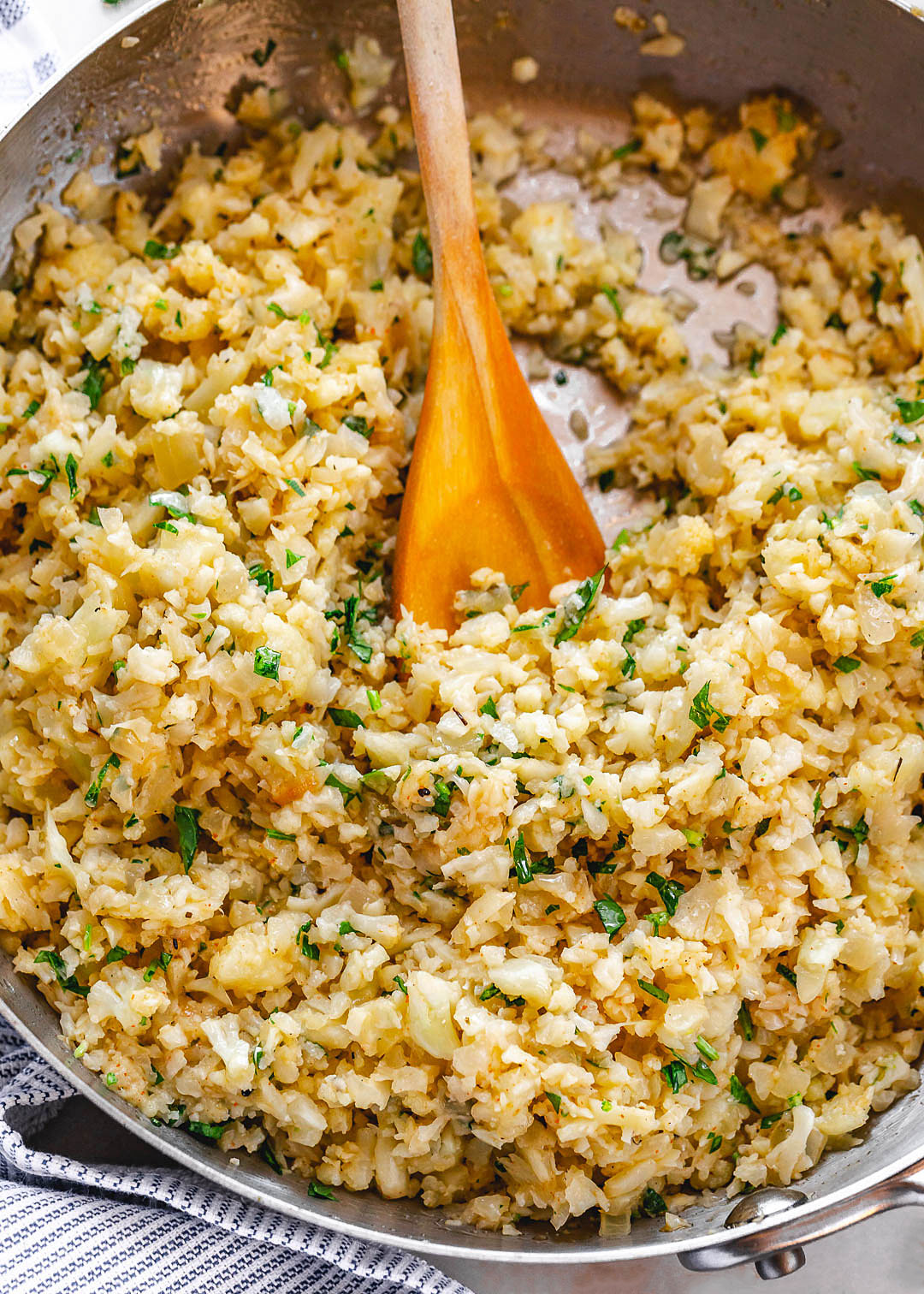 Parmesan Cauliflower Rice Skillet