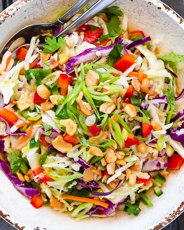 Healthy Cabbage Salad with Orange-Lime Dressing - #recipe by #eatwell101 - https://www.eatwell101.com/healthy-cabbage-salad-recipe