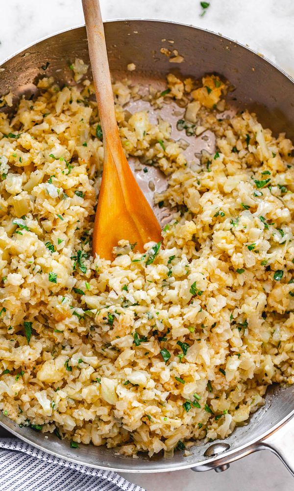 Parmesan Cauliflower Rice Skillet