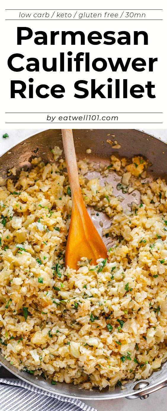 Parmesan Cauliflower Rice Recipe - #cauliflower #keto #lowcarb #eatwell101 - Super nourishing and easy to whip up. The perfect base for your low carb lunches and dinners.