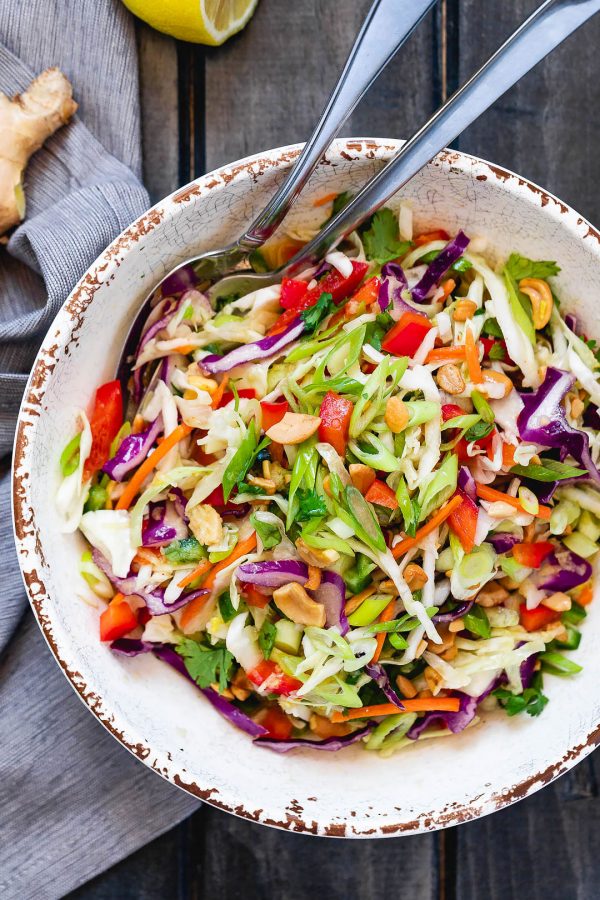 Healthy Cabbage Salad with Orange-Lime Dressing - #recipe by #eatwell101 - https://www.eatwell101.com/healthy-cabbage-salad-recipe