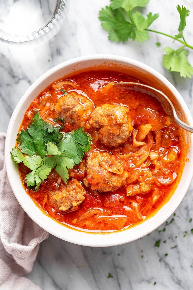 Cabbage Turkey Meatballs Soup